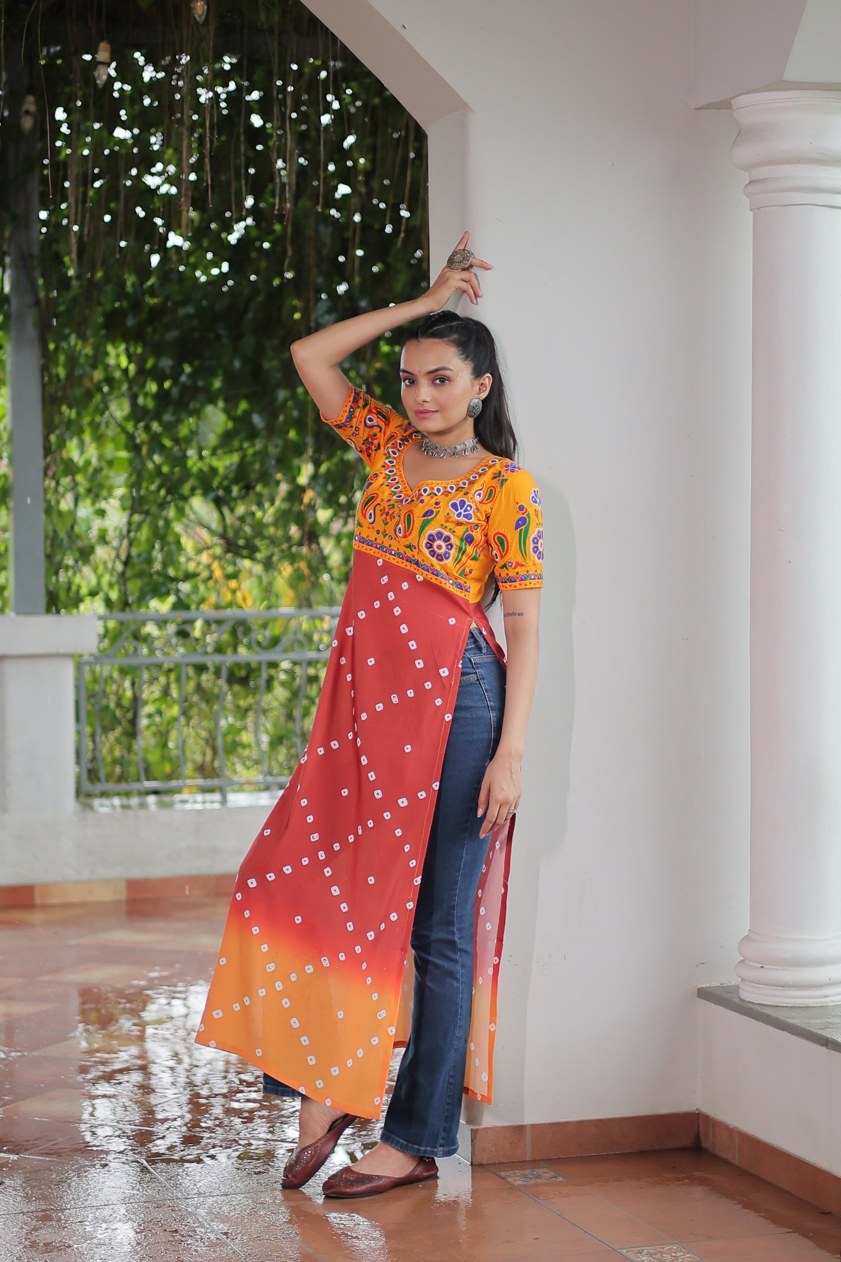 Tal- Printed Reyon With Kutchi Gamthi Work.