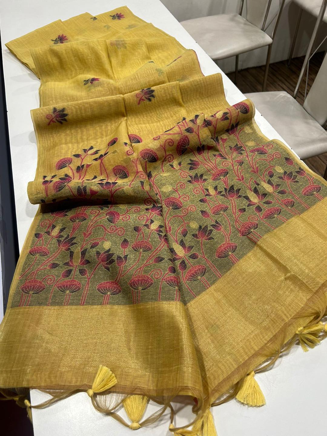 Noor- Muga cotton saree Temple Anarkali Gown is crafted with premium silk and traditional embroidery,