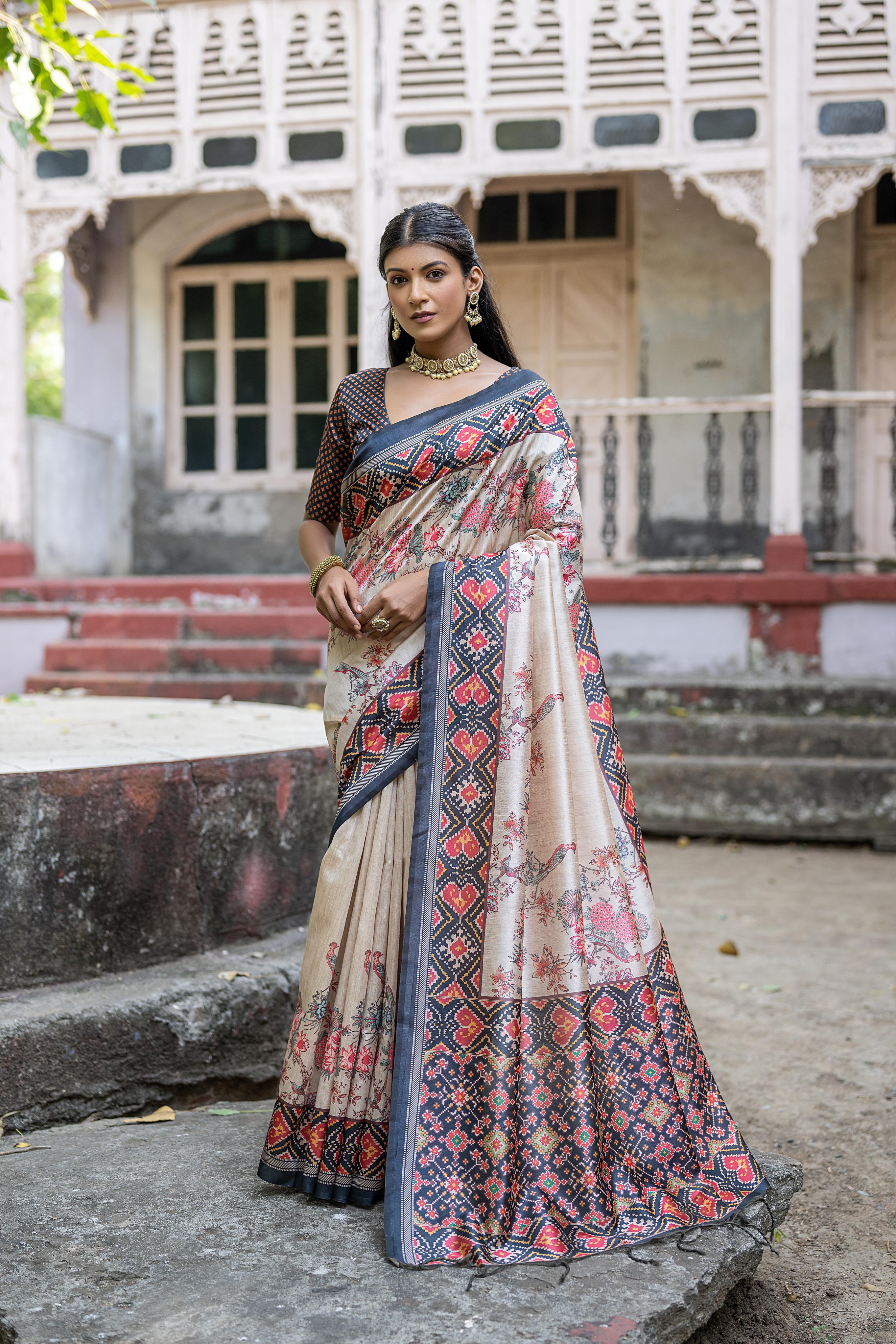Patola- Floral printed saree with printed border