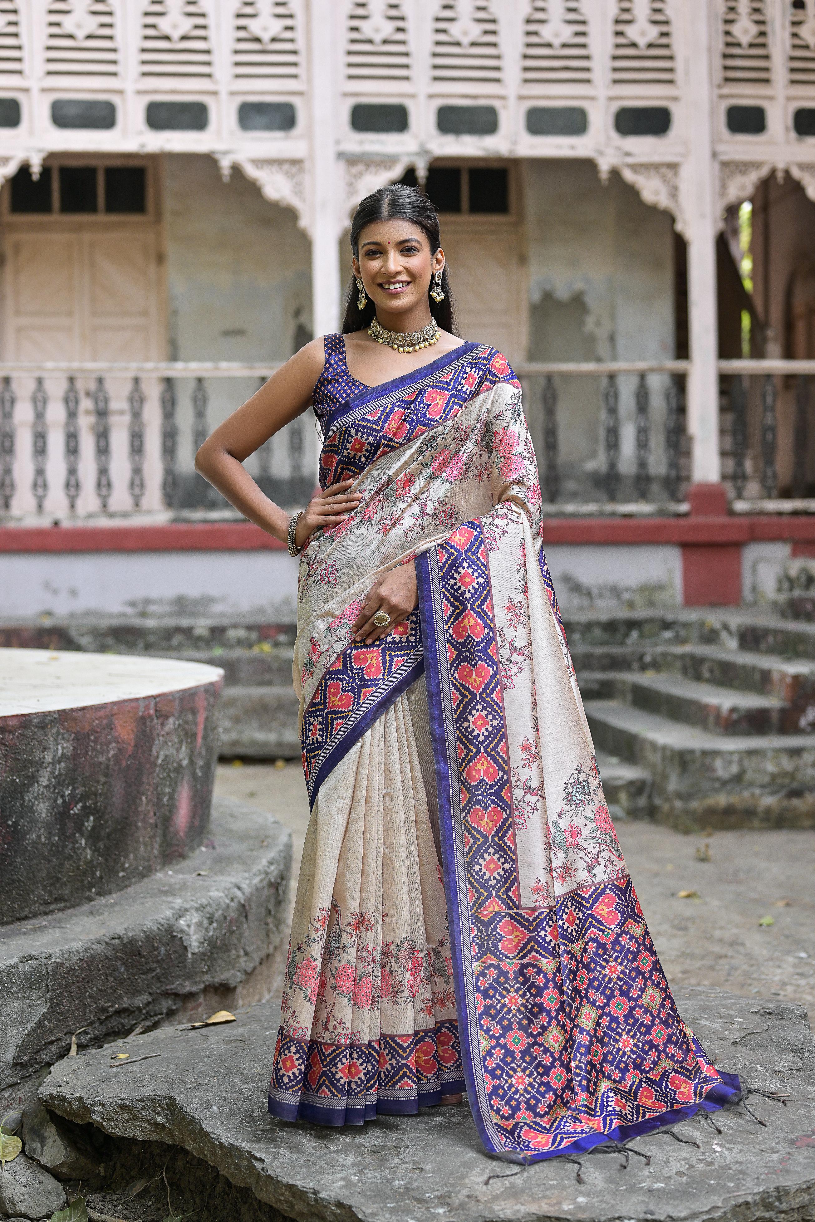 Patola- Floral printed saree with printed border