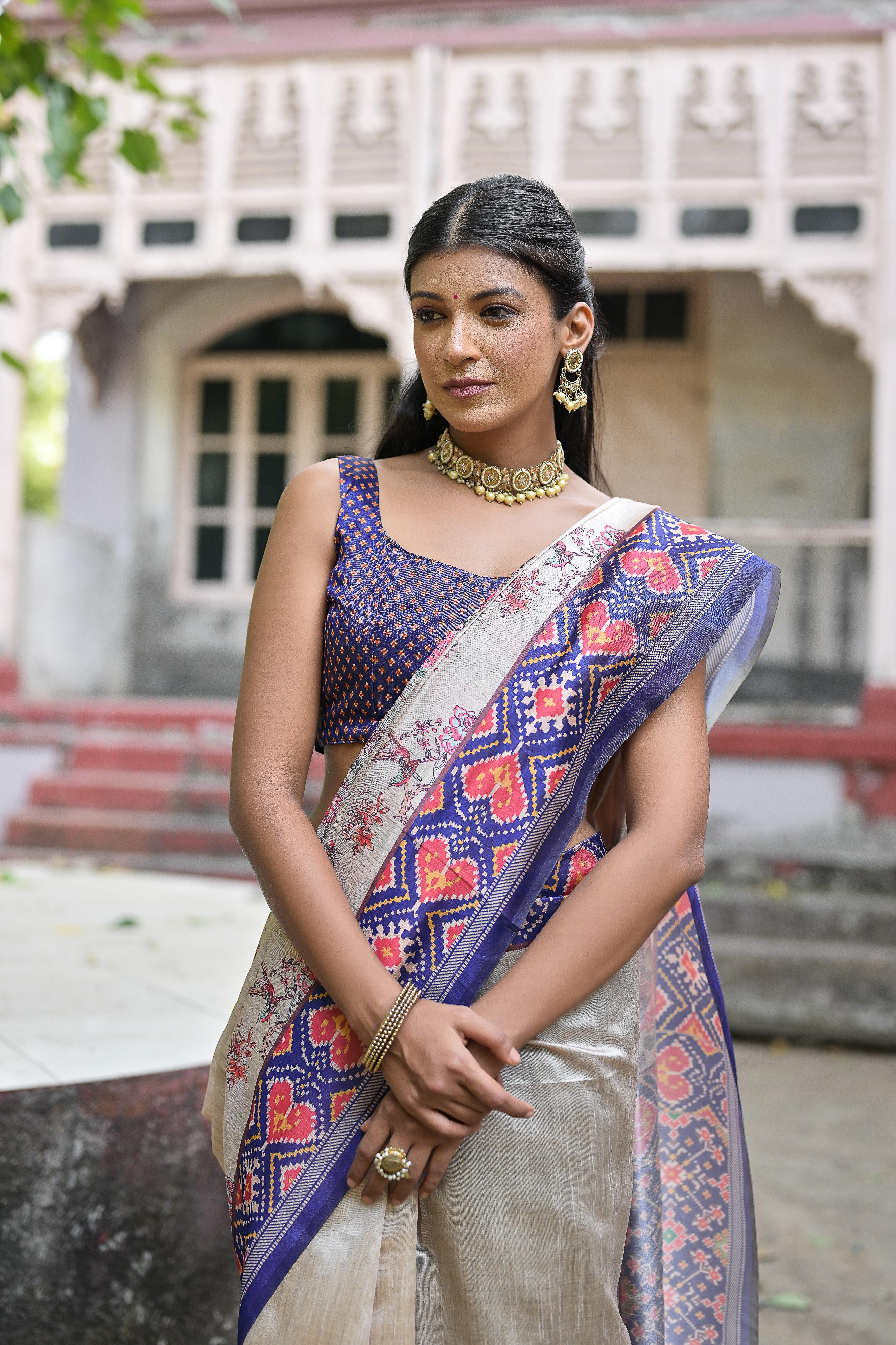Patola- Floral printed saree with printed border