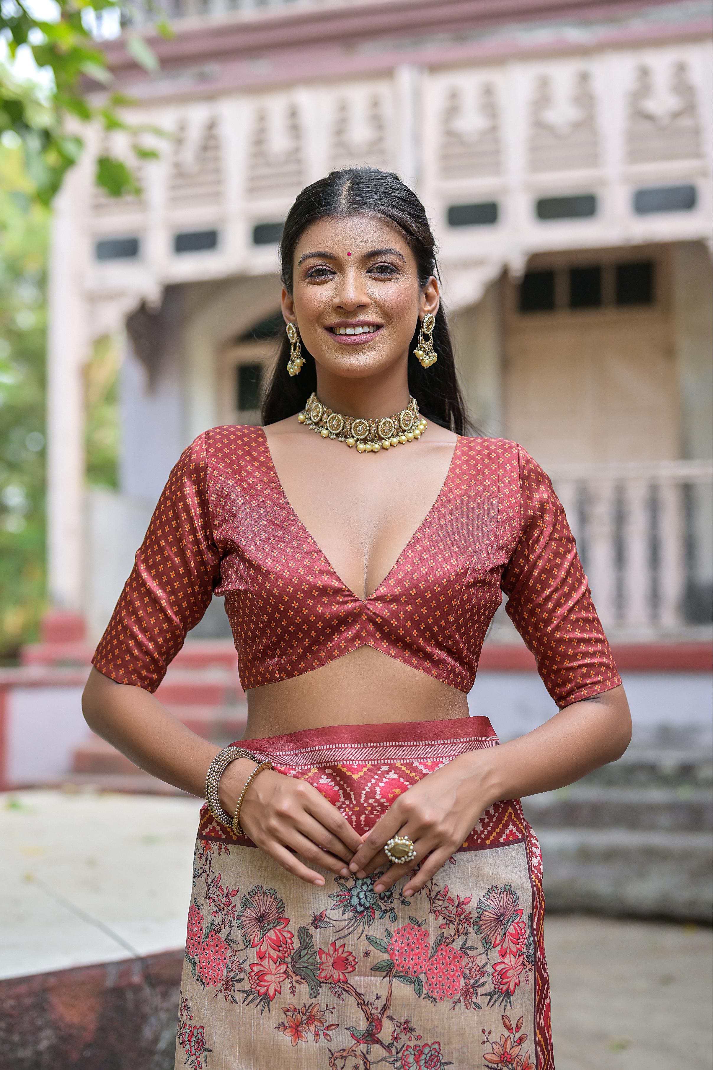 Patola- Floral printed saree with printed border