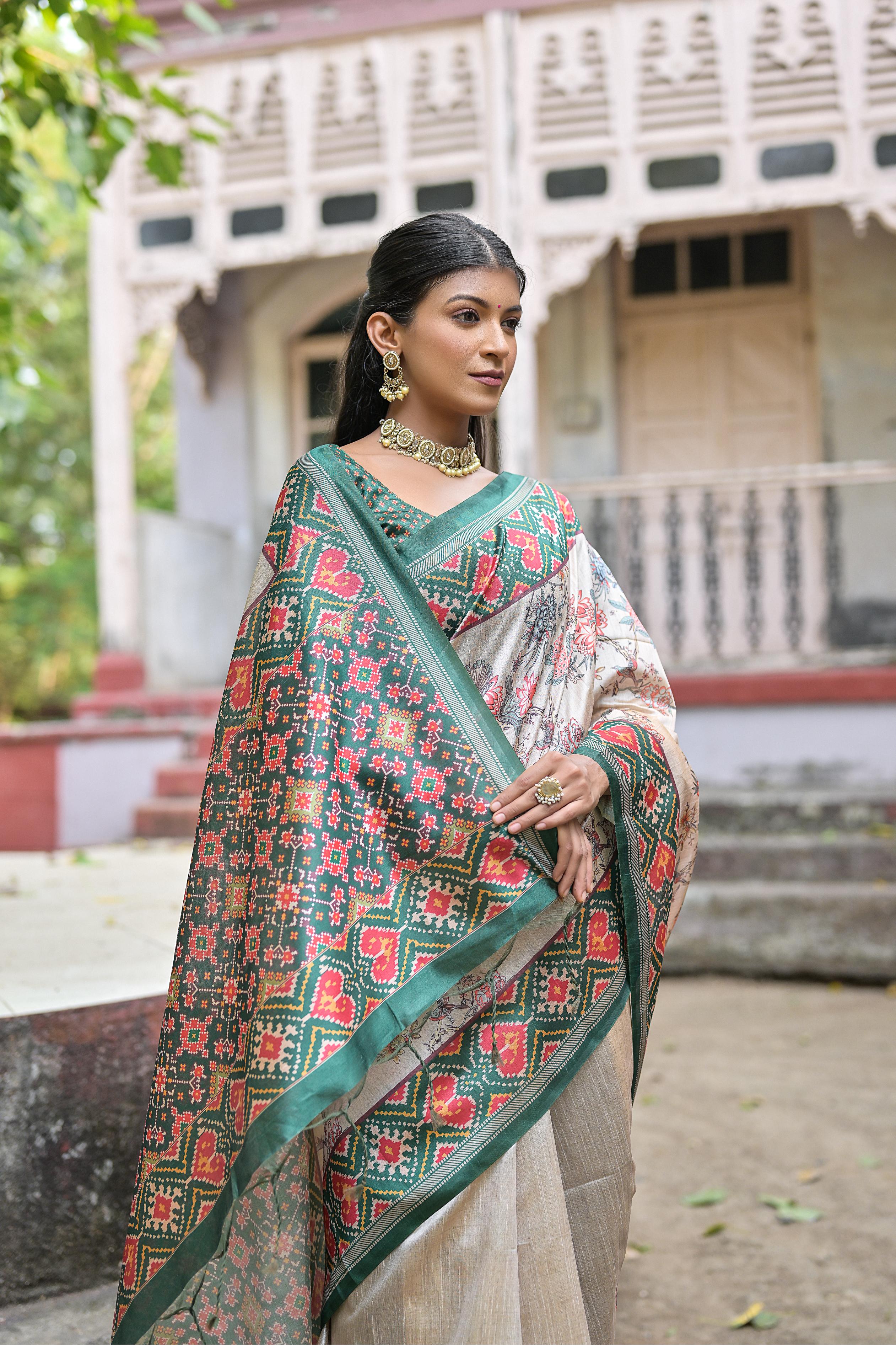 Patola- Floral printed saree with printed border