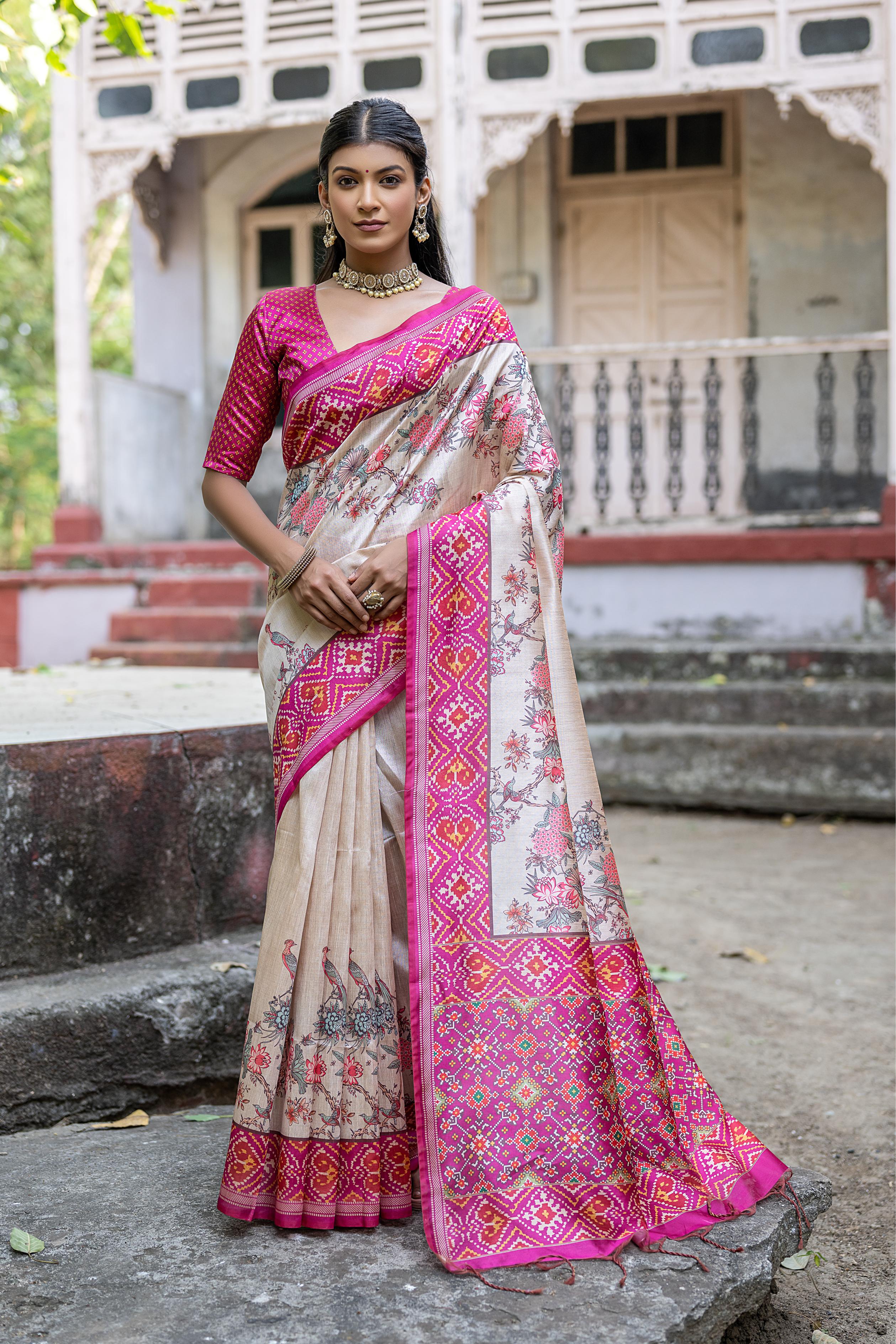 Patola- Floral printed saree with printed border