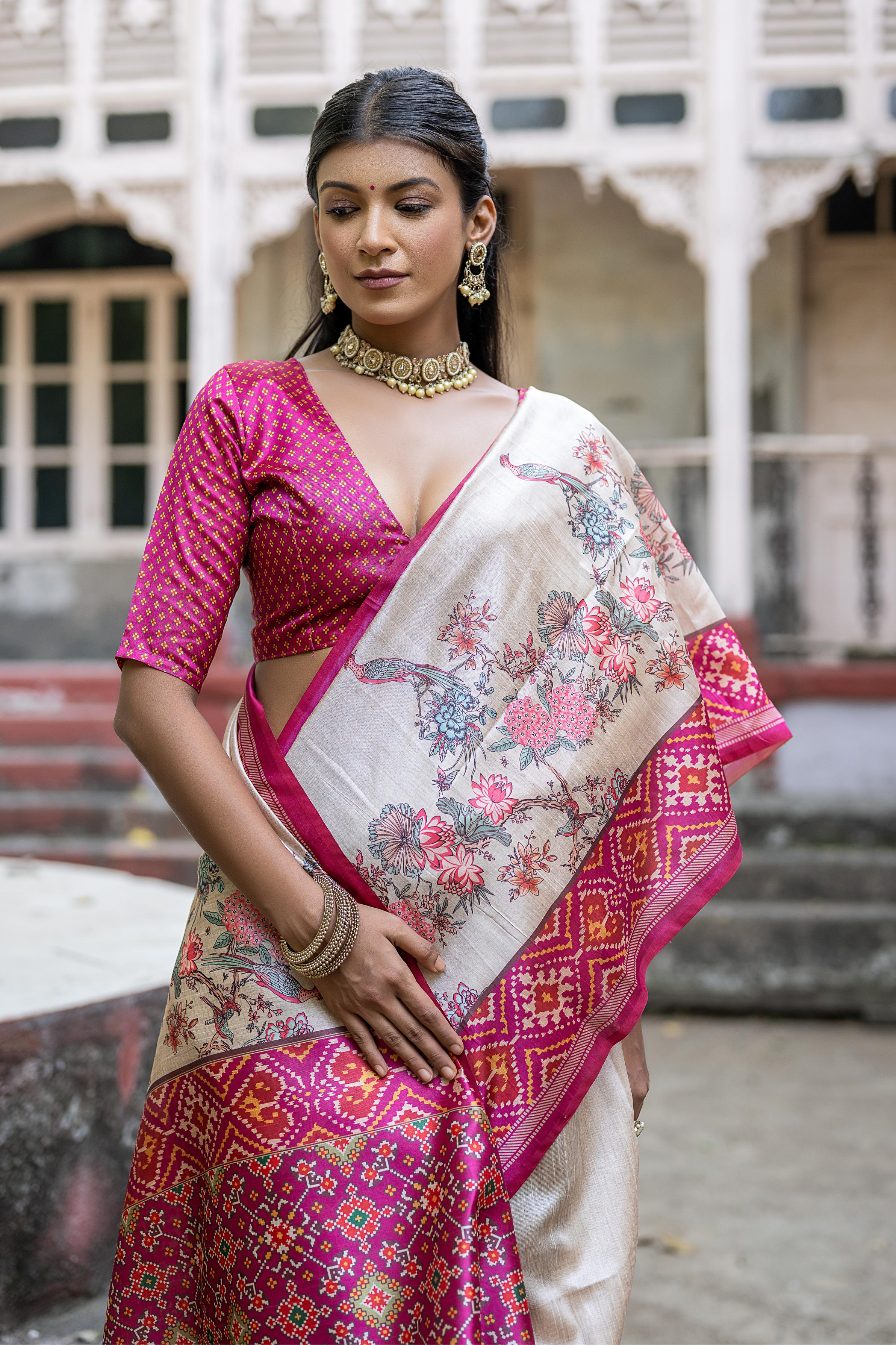 Patola- Floral printed saree with printed border