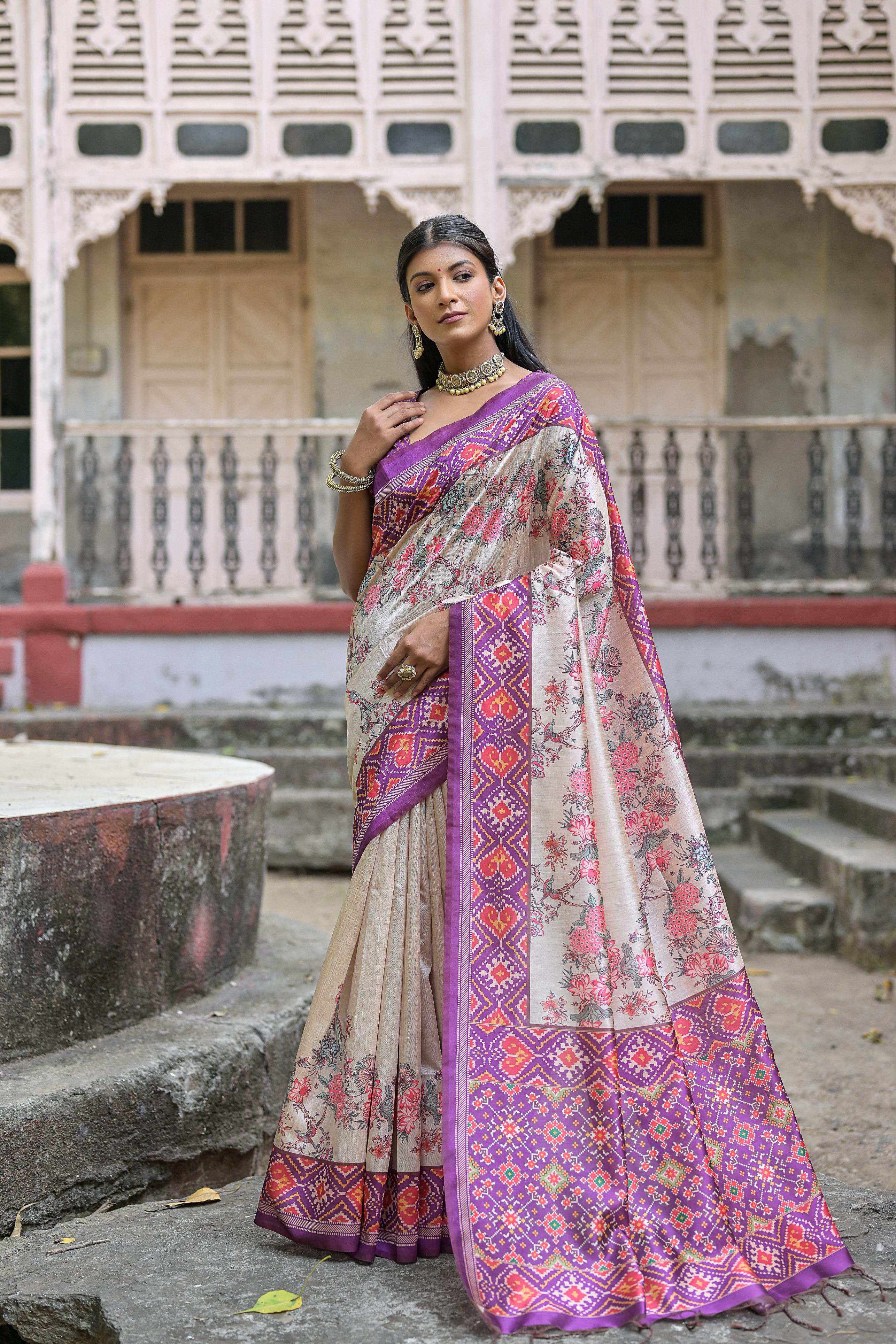Patola- Floral printed saree with printed border