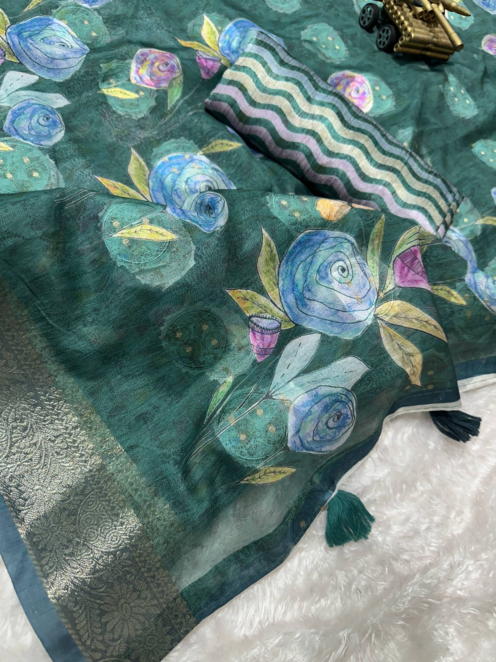 Rosa- self jacquard butta with zari in full saree