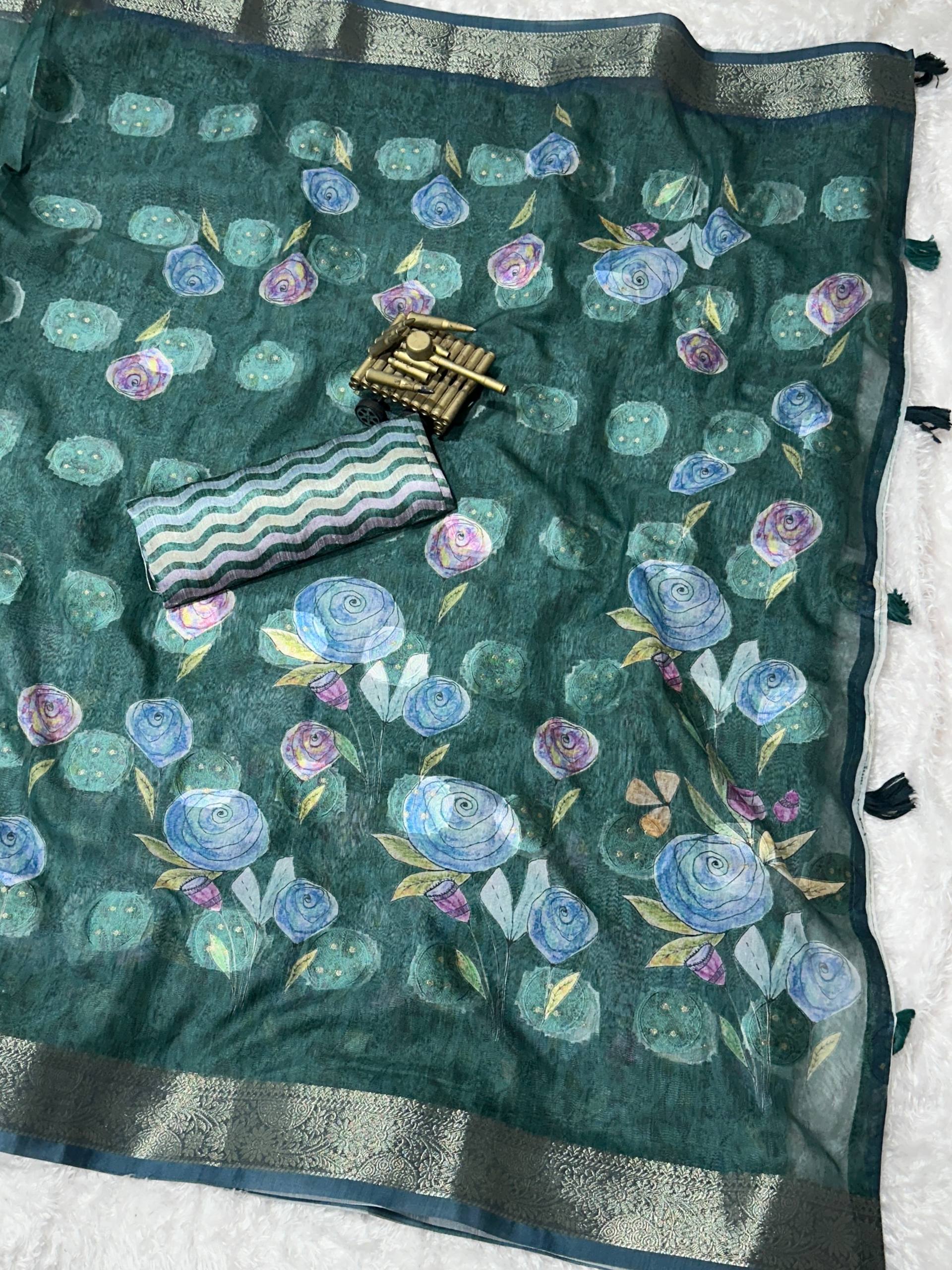 Rosa- self jacquard butta with zari in full saree