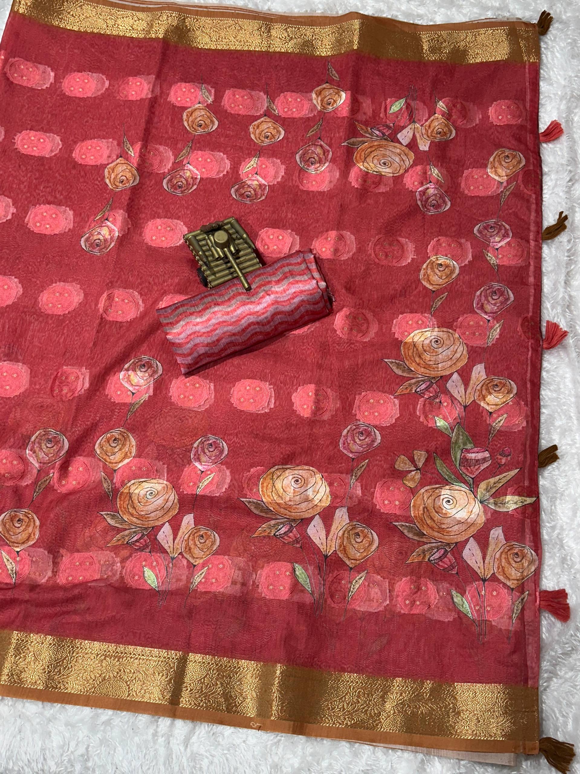 Rosa- self jacquard butta with zari in full saree