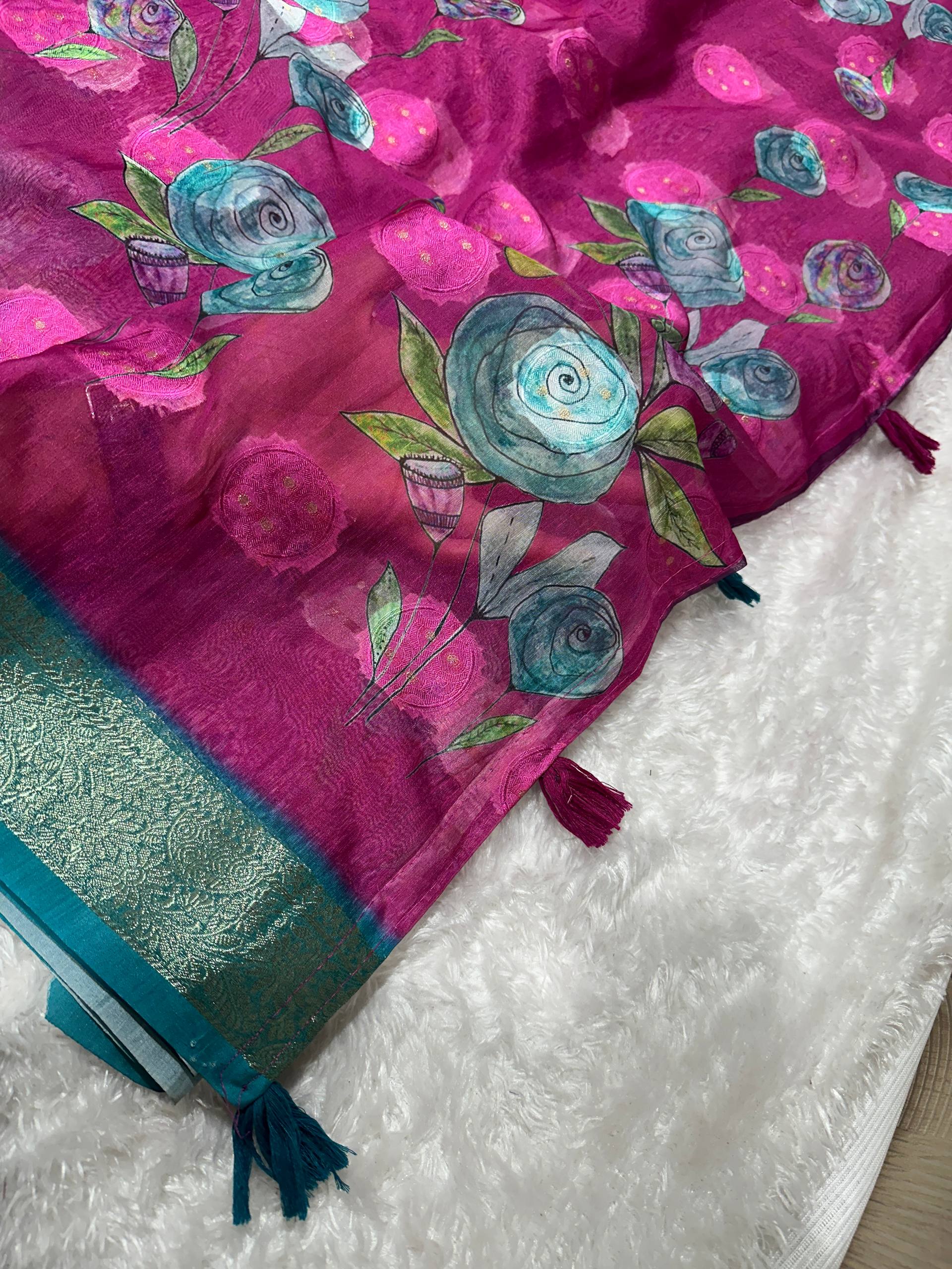 Rosa- self jacquard butta with zari in full saree