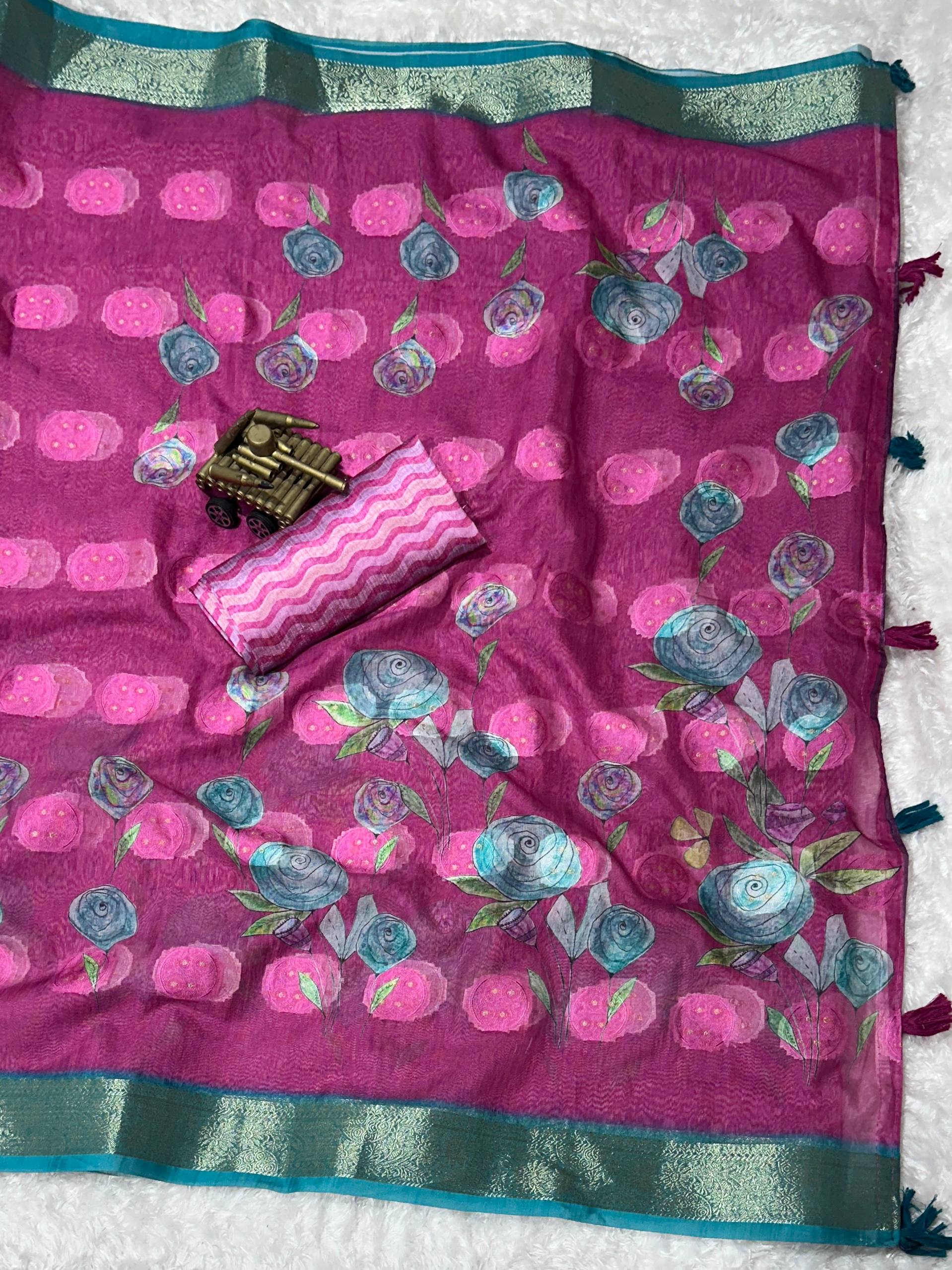 Rosa- self jacquard butta with zari in full saree