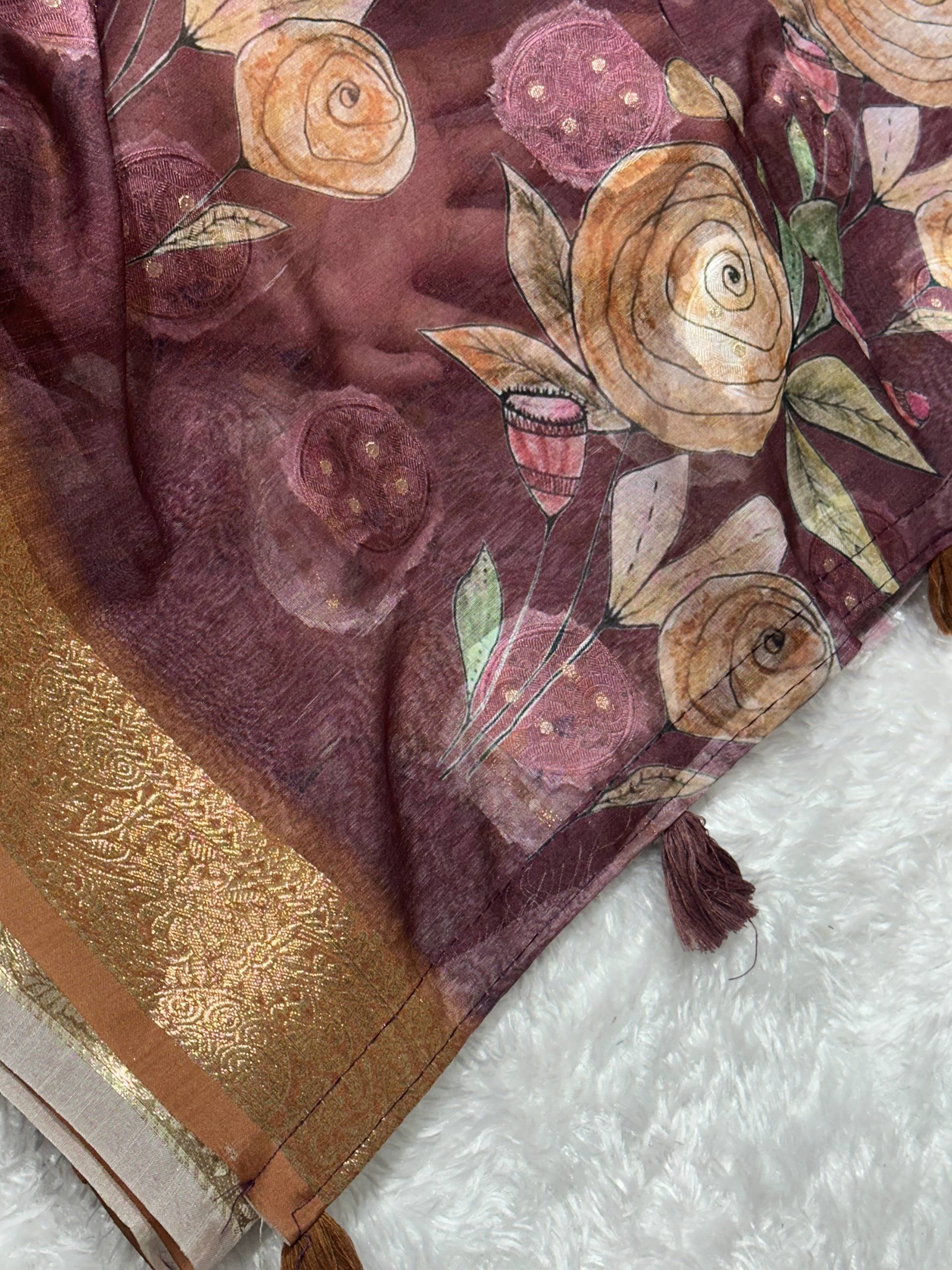 Rosa- self jacquard butta with zari in full saree