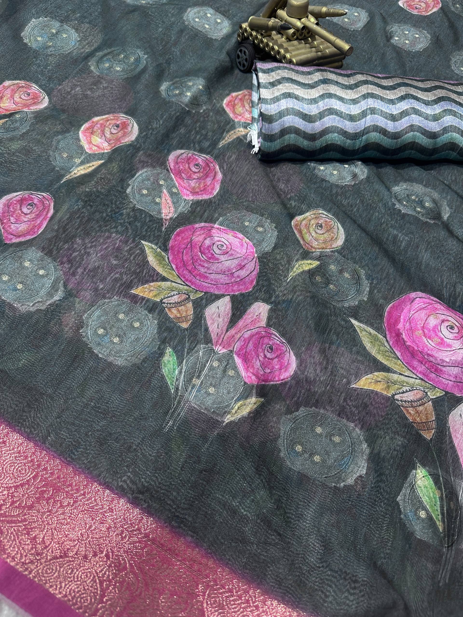 Rosa- self jacquard butta with zari in full saree