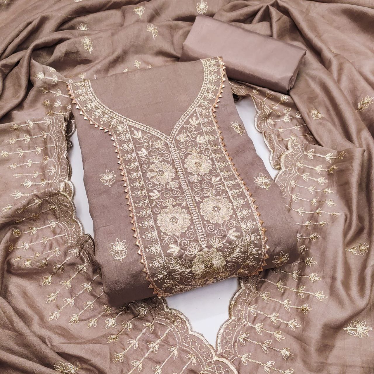 Coorg- Premium Silk Thread Embroidery Fabric