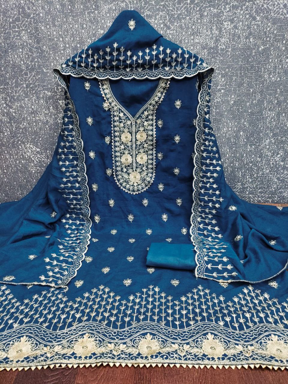 Coorg- Premium Silk Thread Embroidery Fabric