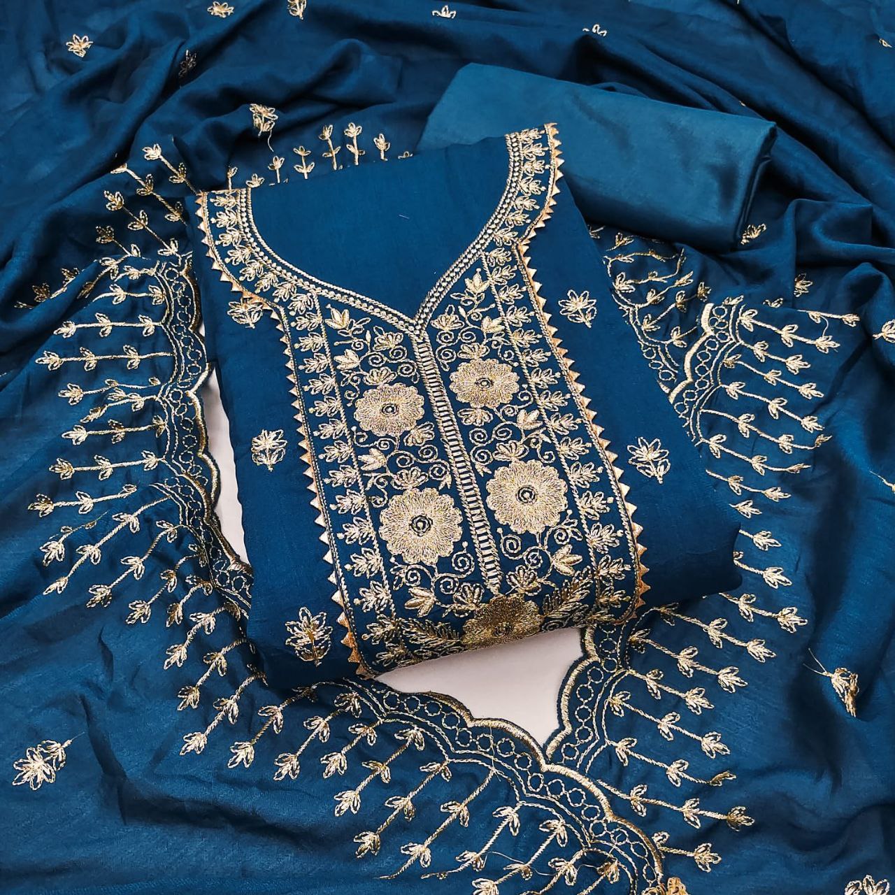 Coorg- Premium Silk Thread Embroidery Fabric