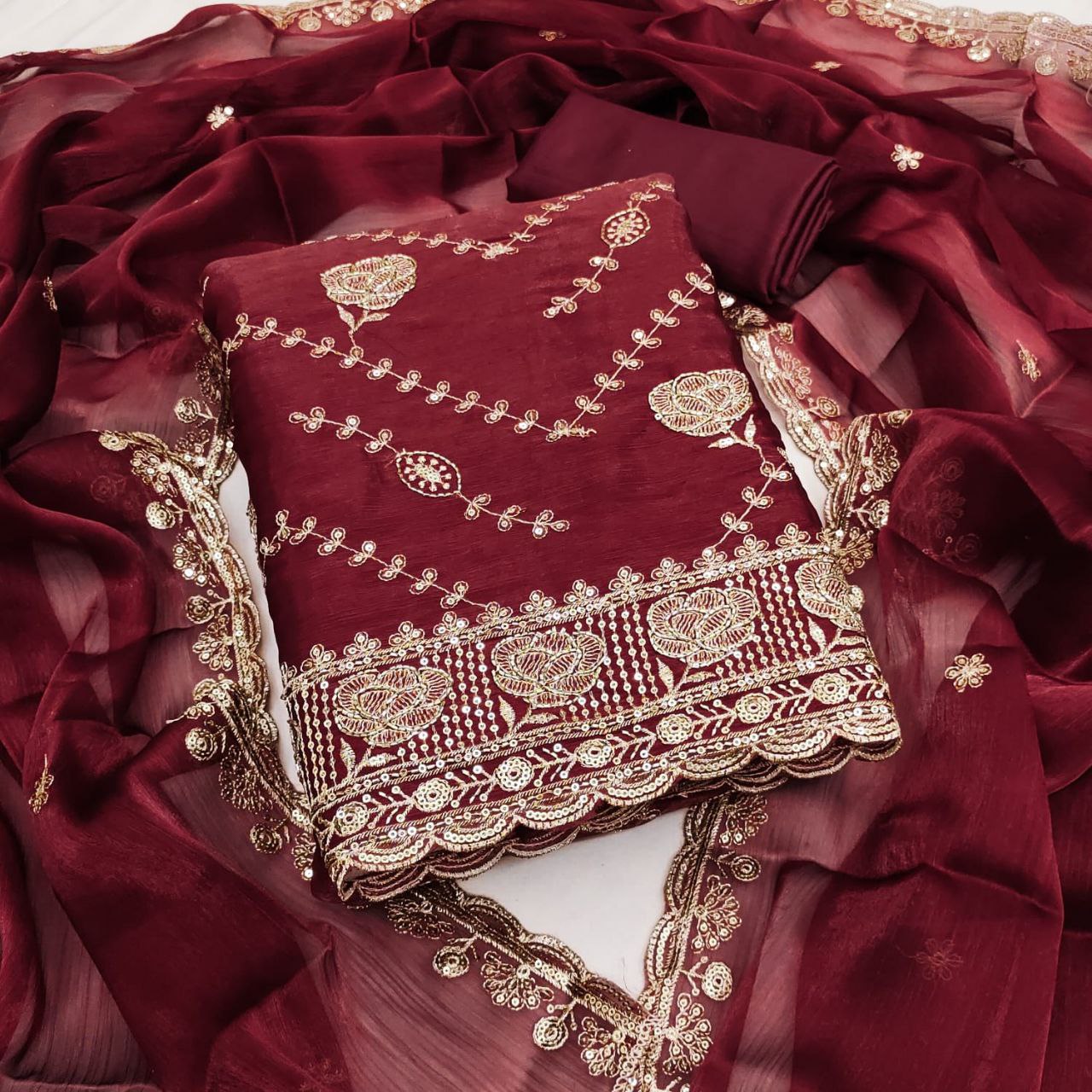 Karishma-  Royal Orchid Embroidered Suit Set