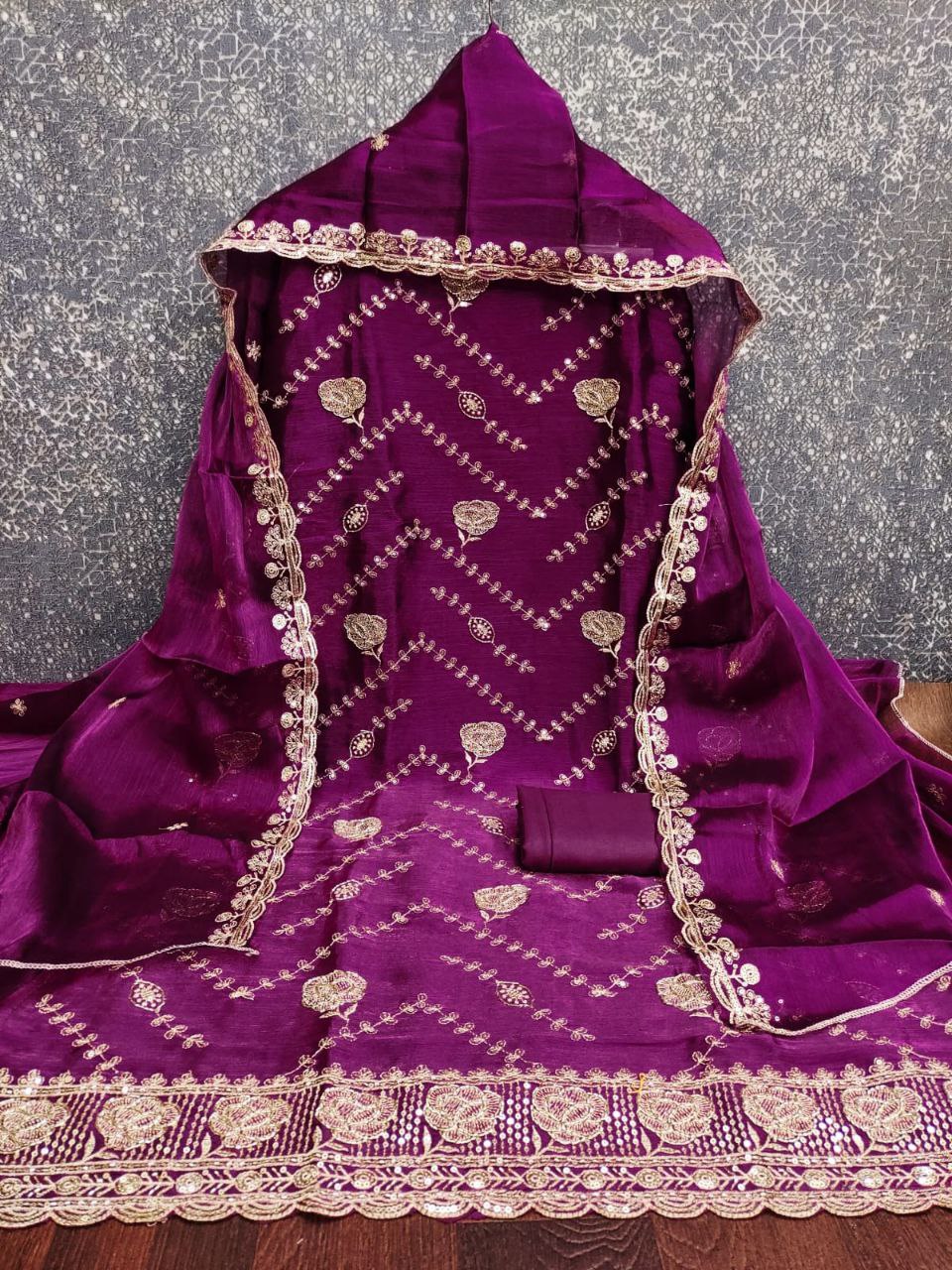 Karishma-  Royal Orchid Embroidered Suit Set
