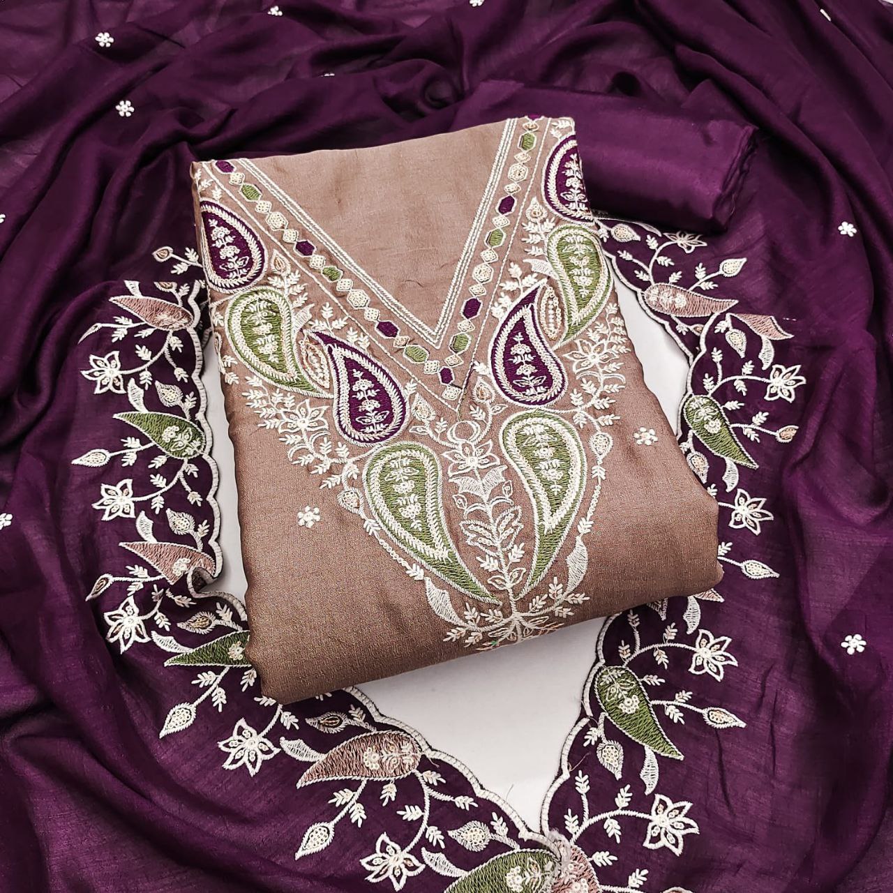 Luxe- Designer Embroidery Work Unstitched Dress Set