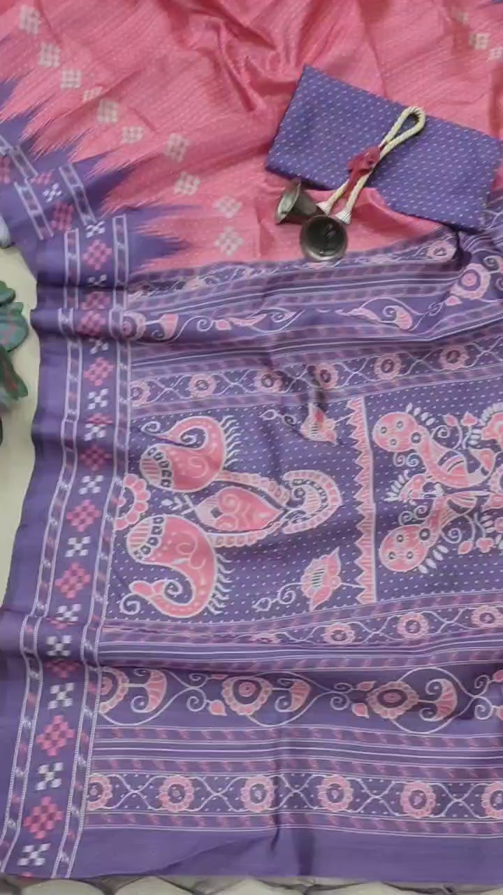 Ajrakh- Ethnic Elegance – Temple Patola Soft Silk Saree