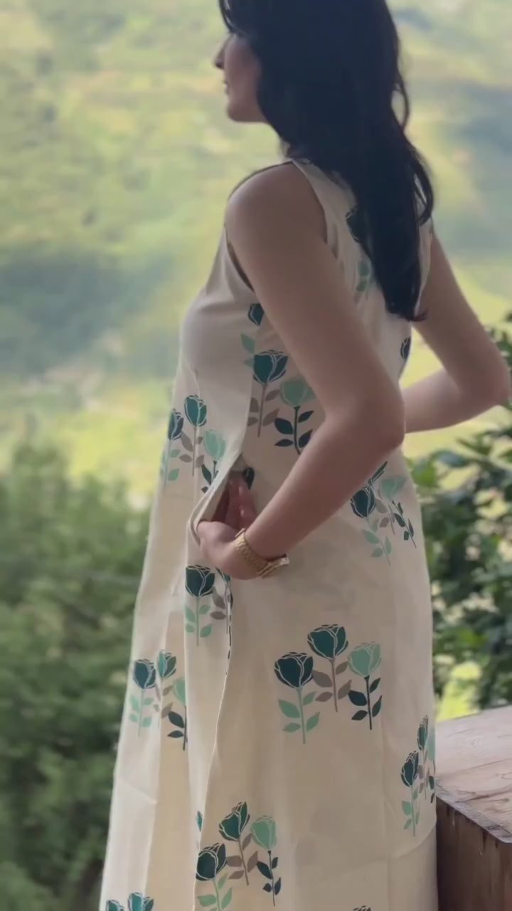 H&F- A must-have kurta set print work and soft fabric