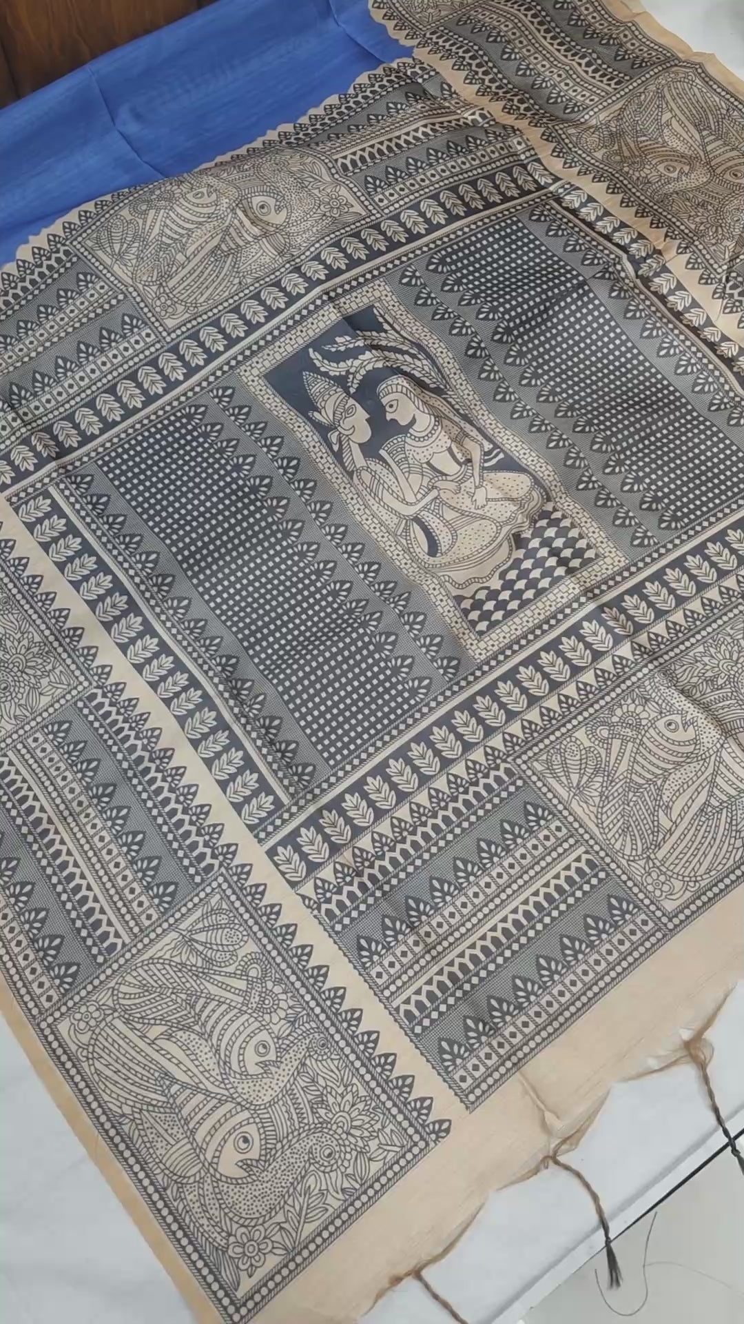 Muskan- Traditional Warli Print Saree in Copper & Charcoal Hues