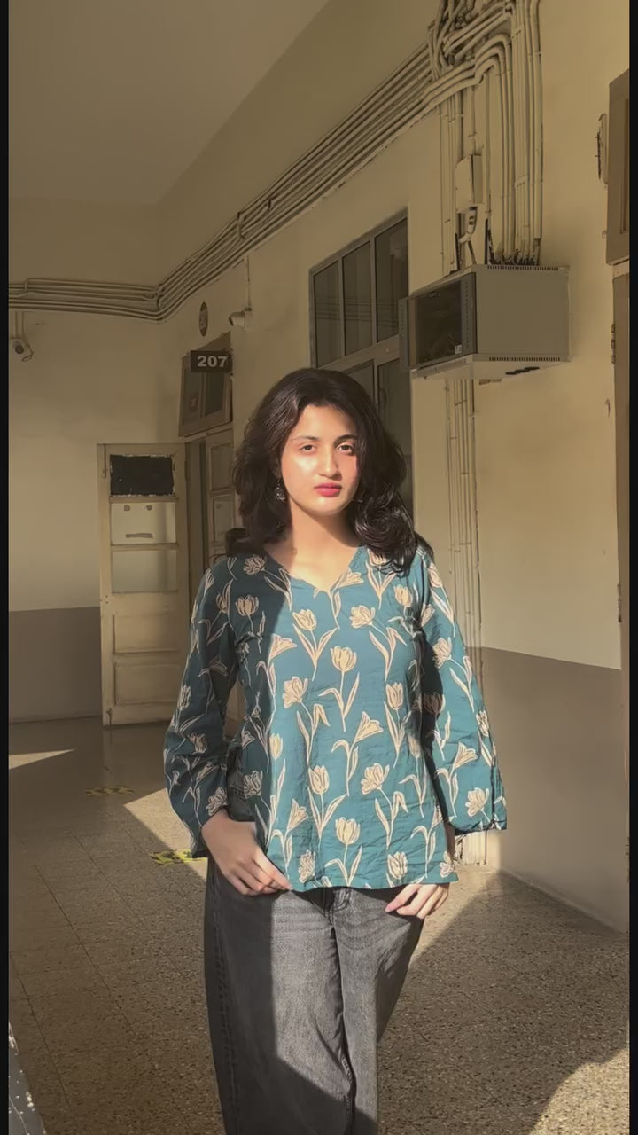 Ruhani -Cotton printed slit cut kurti