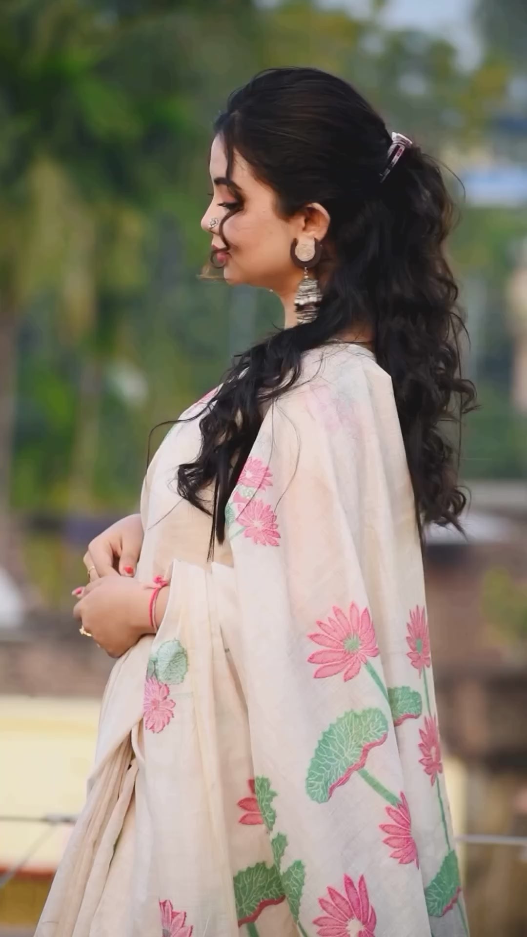 Griva- Graceful Muga Saree with Tassels